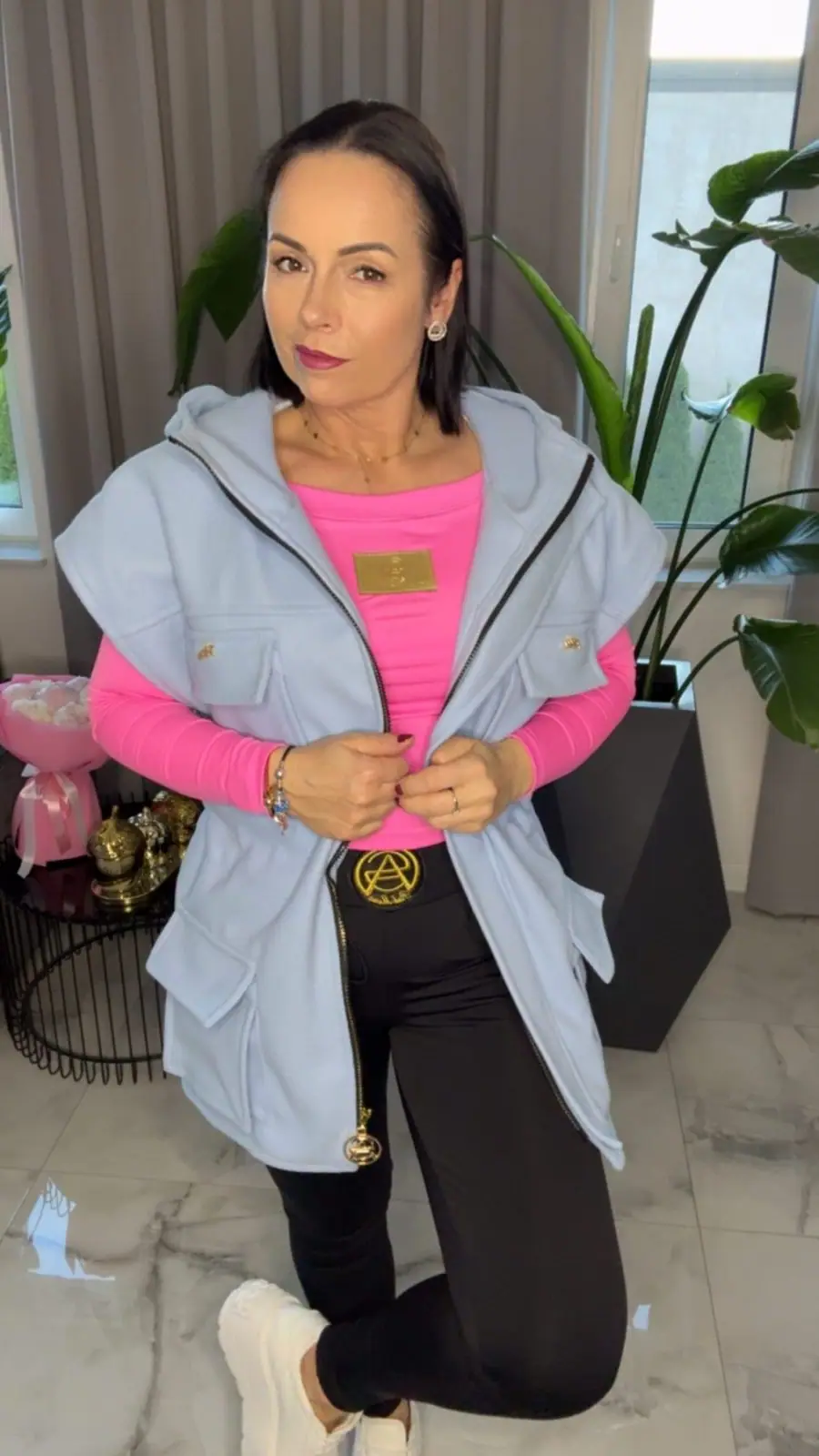 Kurtka błękitna parka Pink Mania Lola Bianka bezrękawnik