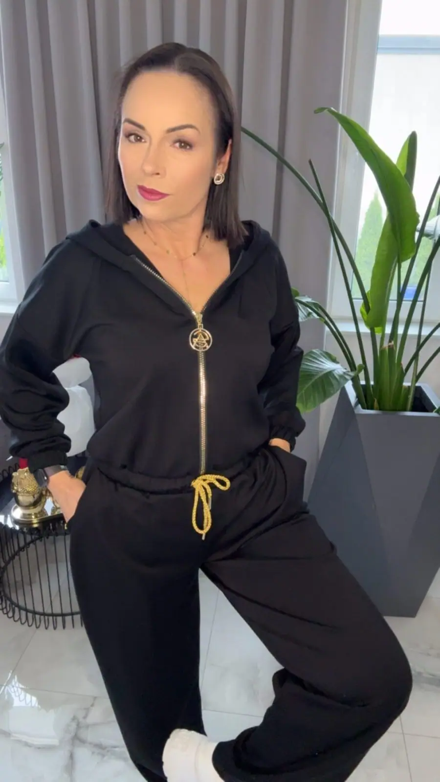 Kombinezon czarny Lola Bianka Pink Mania dzwony