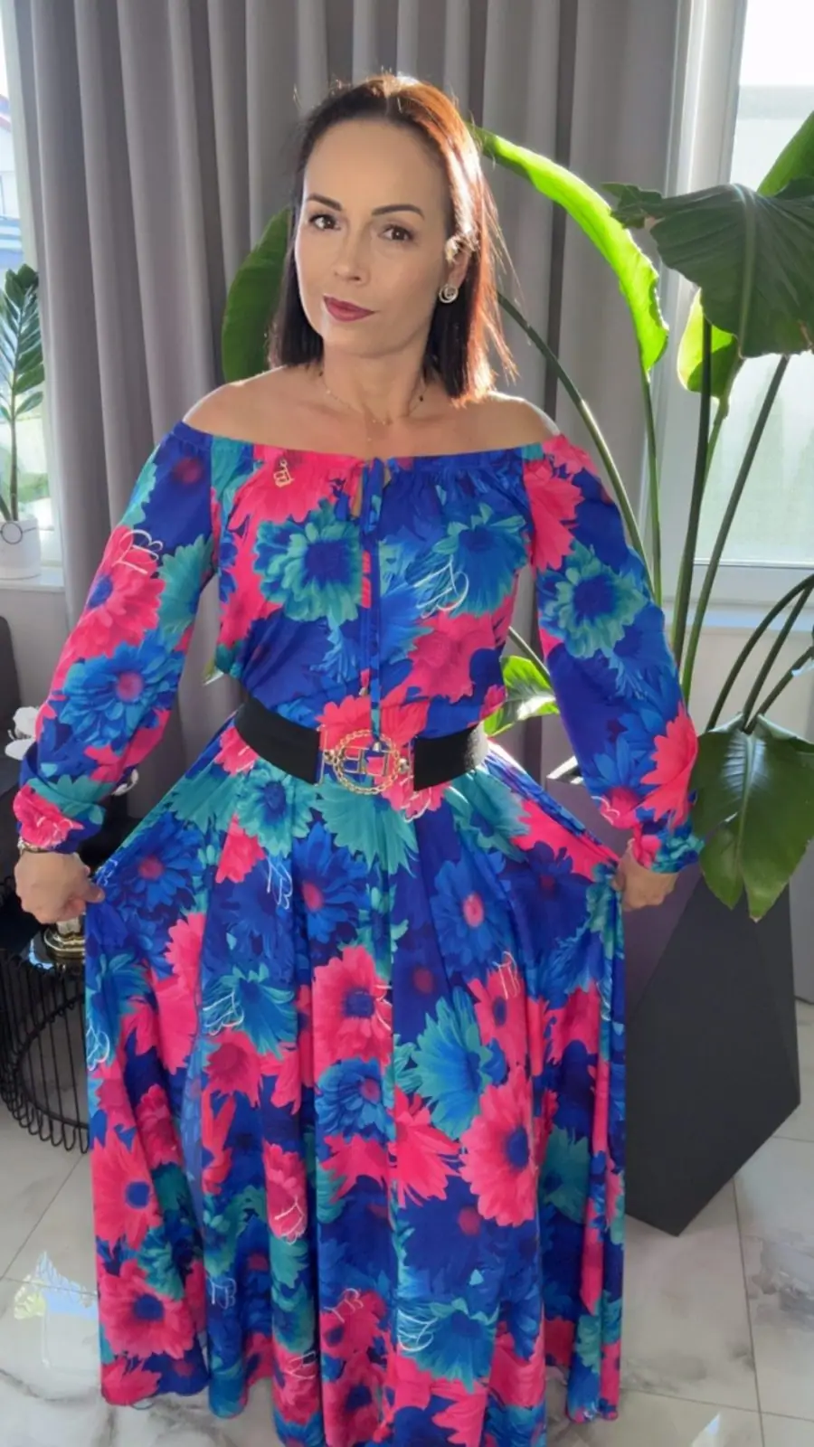 Sukienka Lola Bianka hiszpanka maxi kwiaty