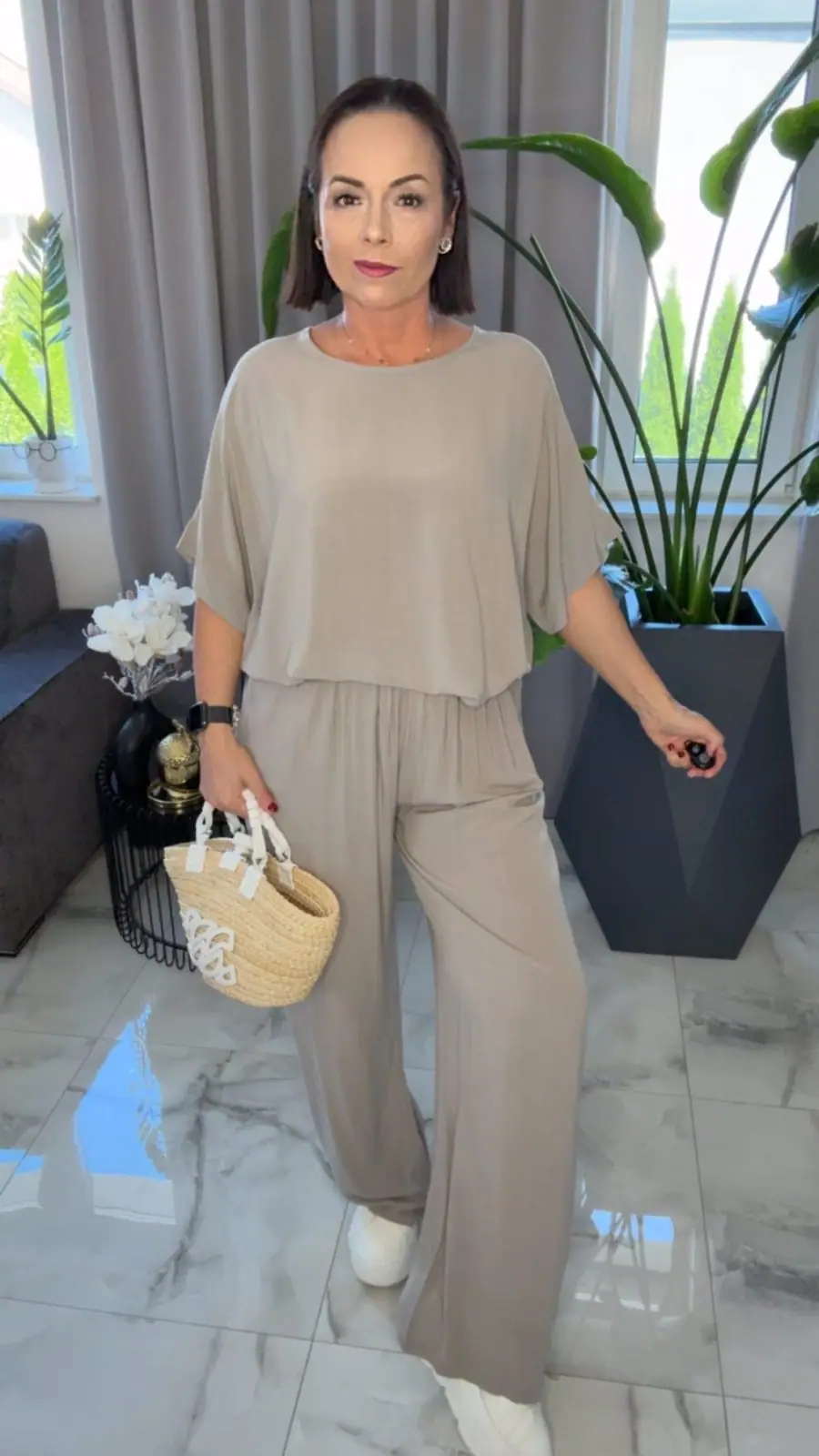 Komplet lekki bluza ze spodniami fango -KROPKA-