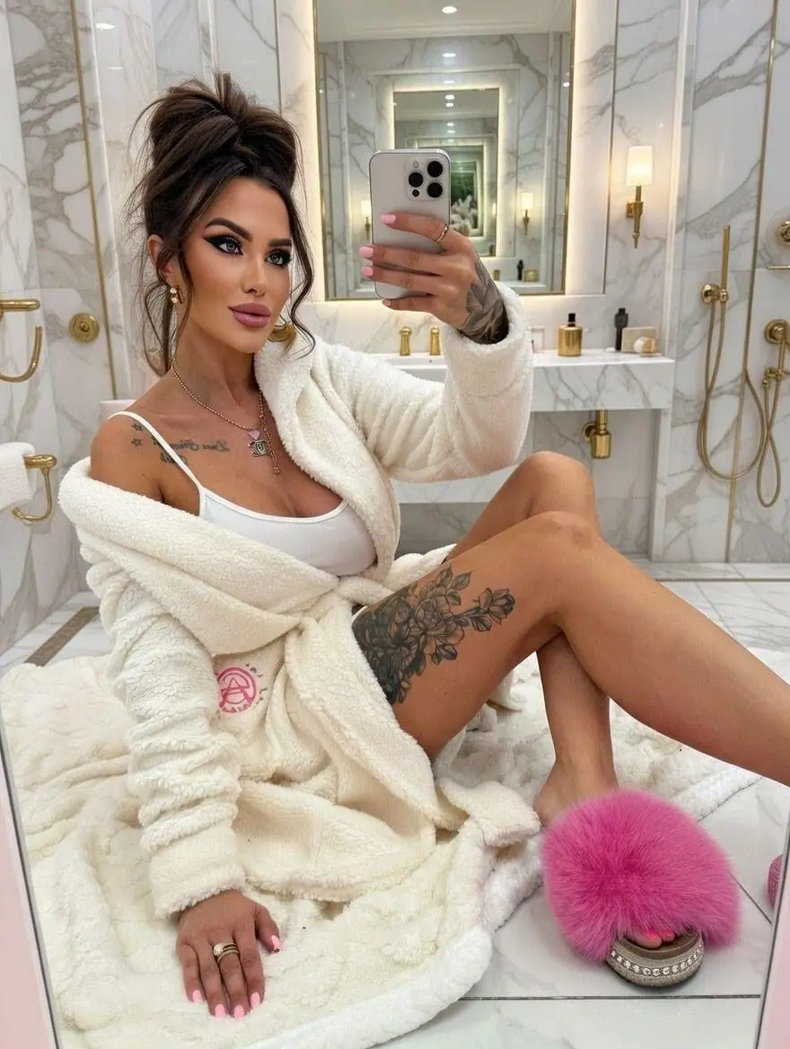 Szlafrok Pink Mania Lola Bianka cieplutki cream