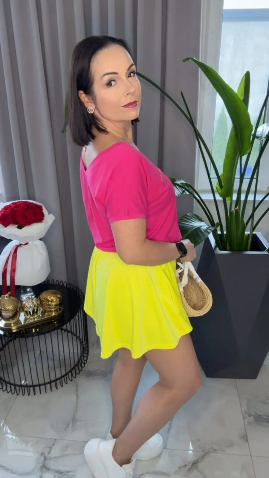 Spodenki Lola Bianka welurowe neon żółty