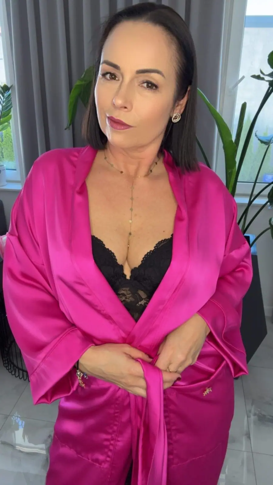 Szlafrok różowy satynowy Pink Mania Lola Bianka