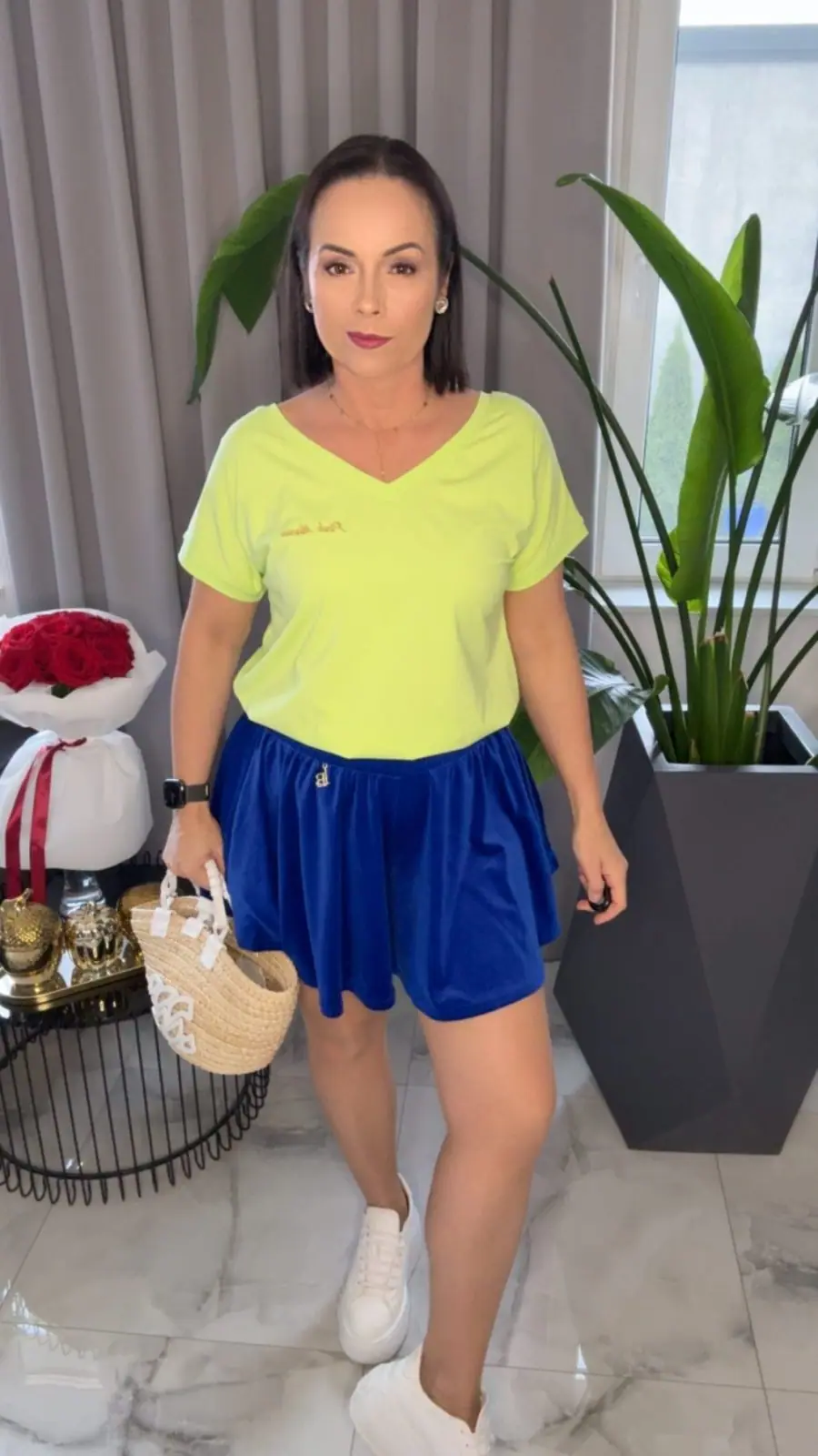 Spodenki Lola Bianka welurowe niebieskie