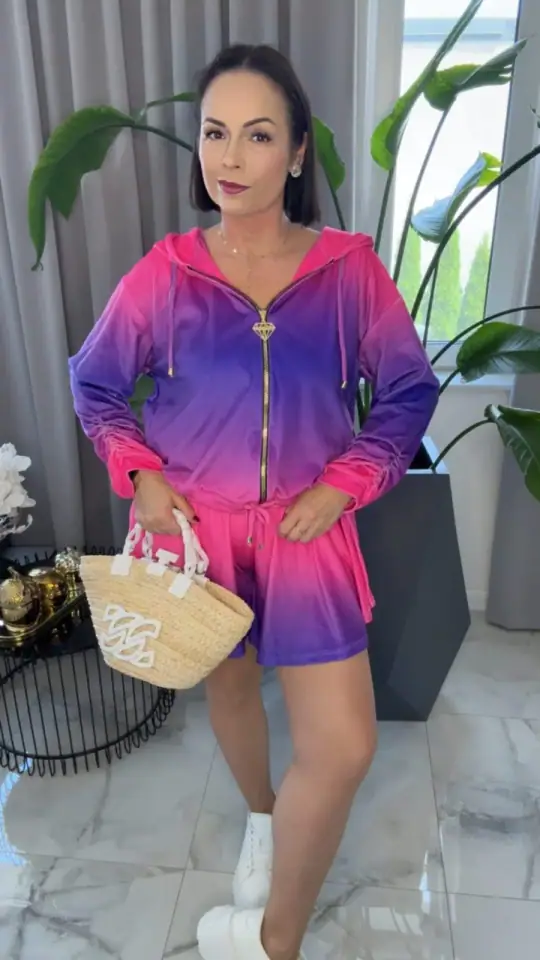 Dres welurowy Lola Bianka ombre bluza ze spodenkami, zdjęcie 2 z 2 — odzież damska Victoria Fashion