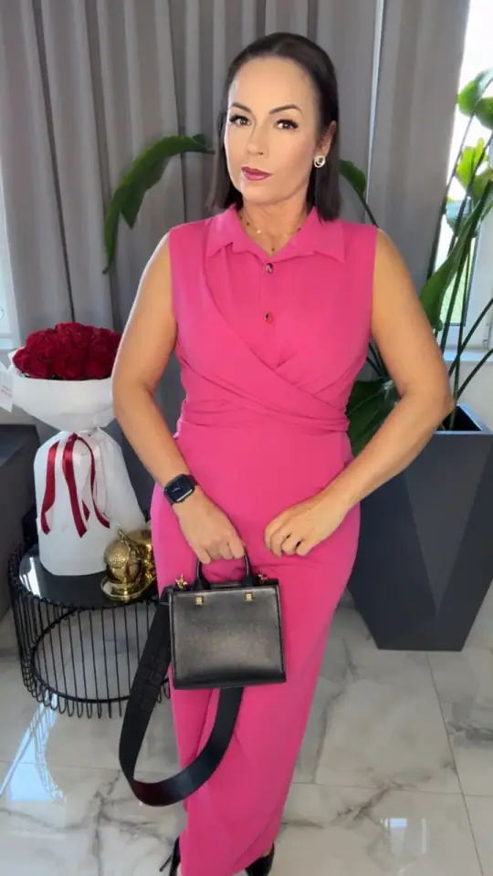 Kombinezon różowy długi bez rękawów, zdjęcie 2 z 2 — odzież damska Victoria Fashion