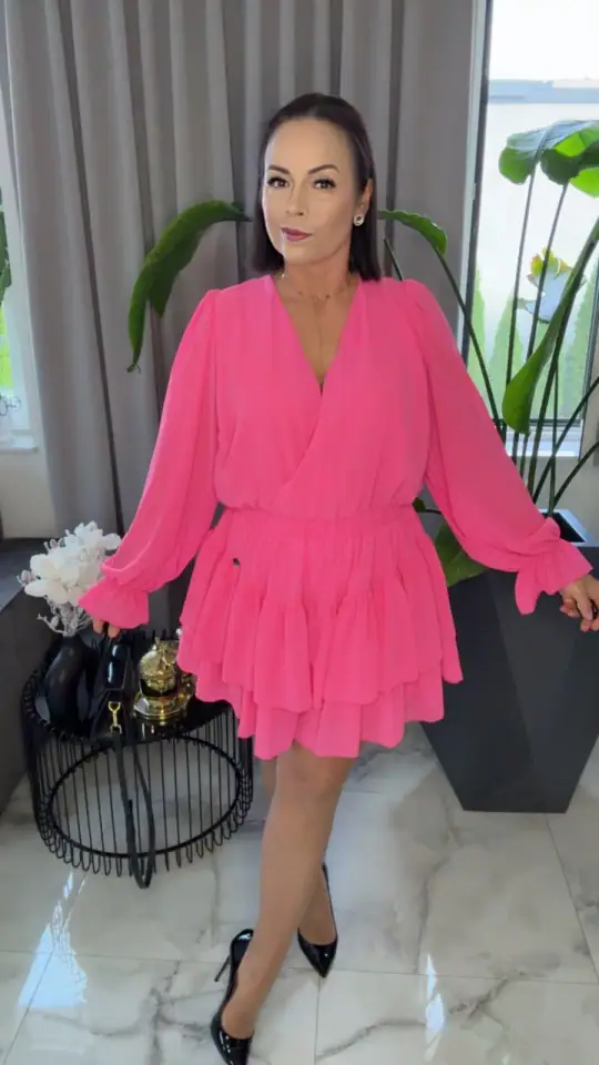 Kombinezon różowy Lola Bianka szyfonowy piękny, zdjęcie 2 z 2 — odzież damska Victoria Fashion