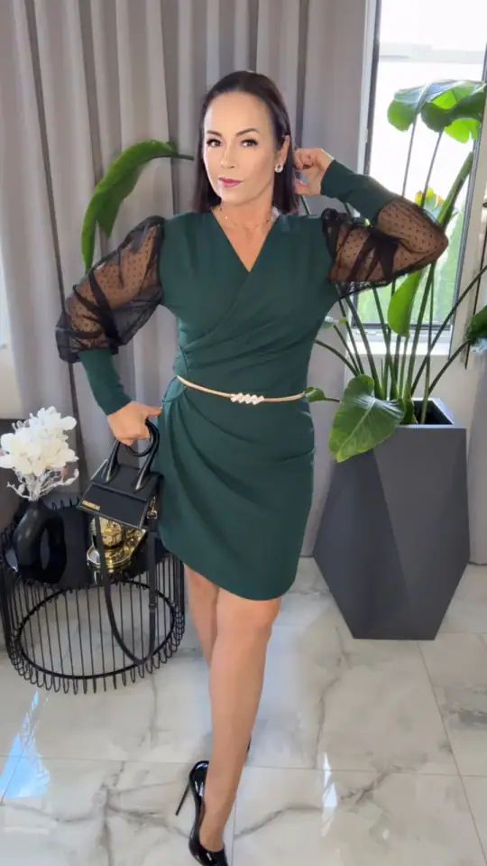 Sukienka zielona elegancka wizytowa, zdjęcie 1 z 2 — odzież damska Victoria Fashion