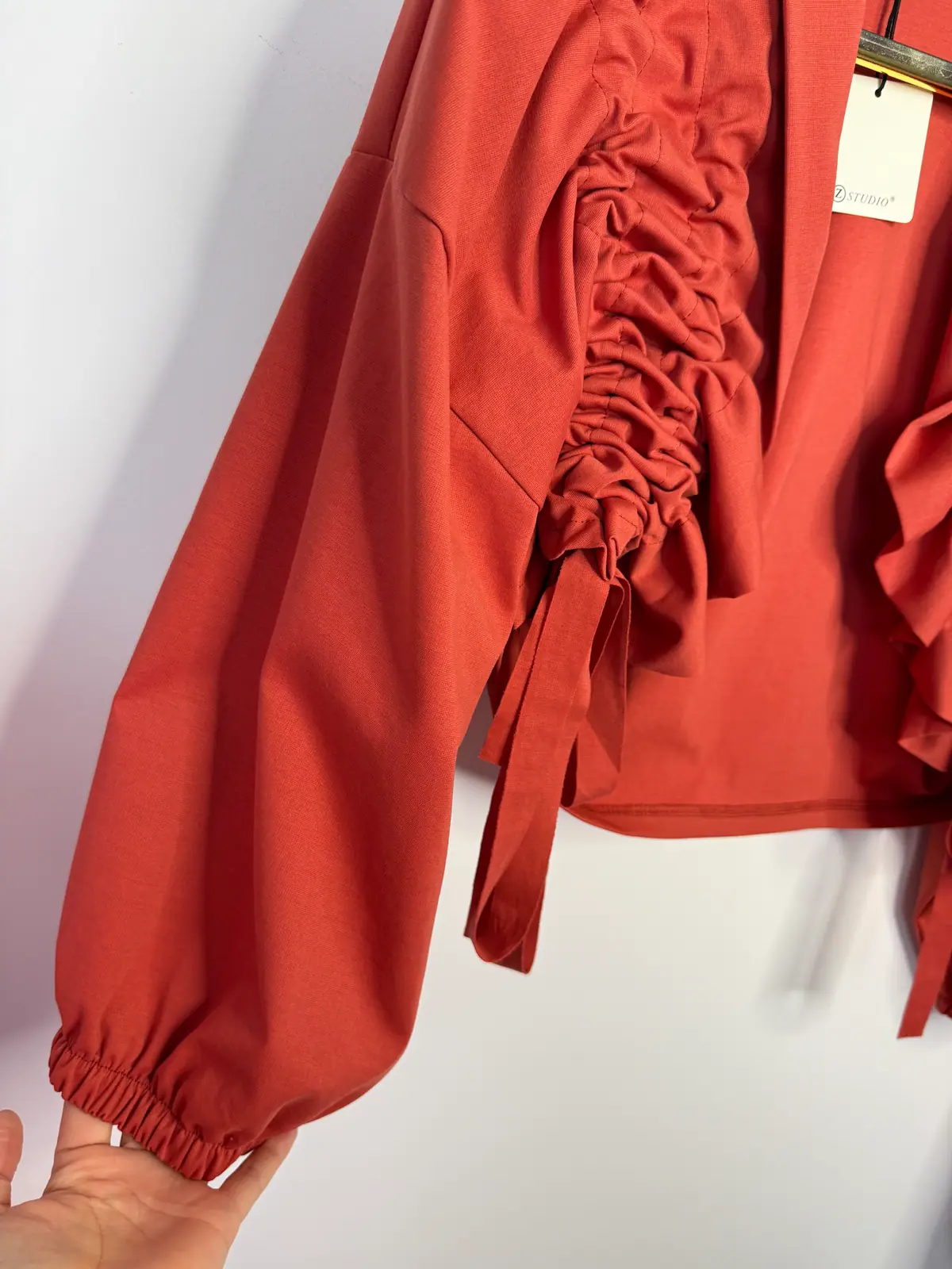 Dres ceglasty piękny komplet bluza spodnie — miniatura 9 z 11