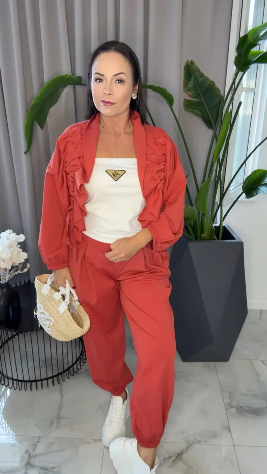 Dres ceglasty piękny komplet bluza spodnie — miniatura 5 z 11