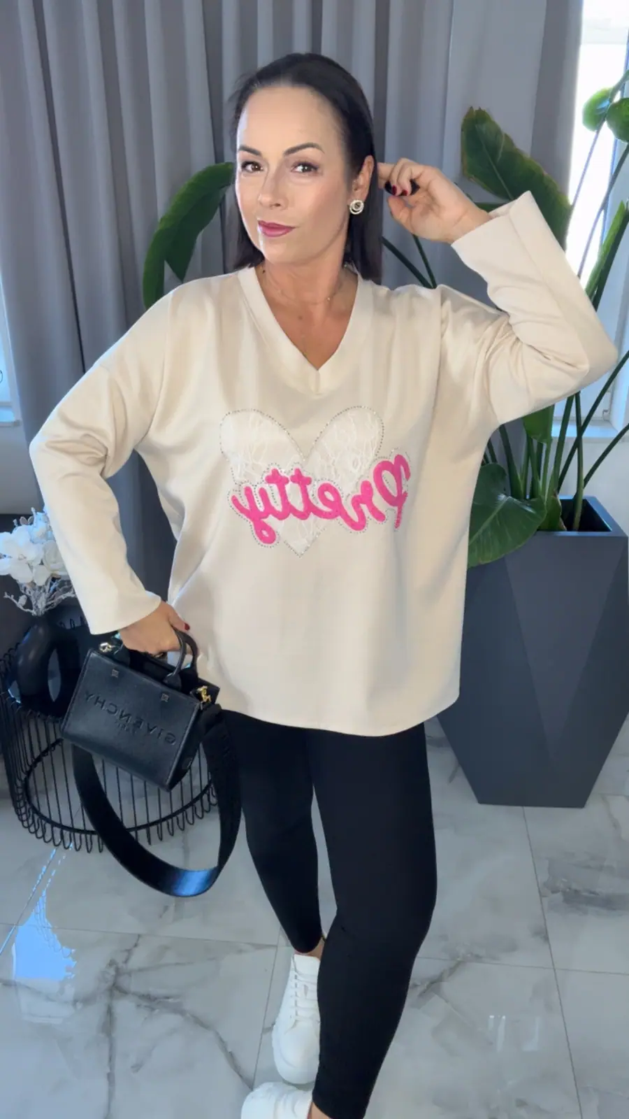 Bluza beżowa wygodna tunika — miniatura 5 z 9