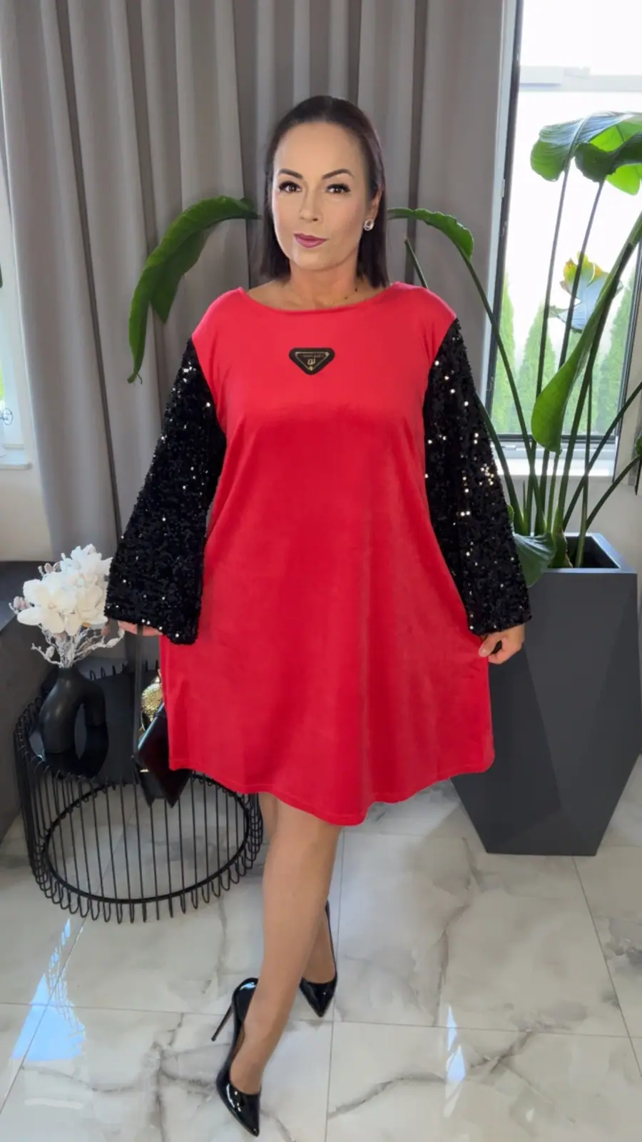 Sukienka Lola Bianka czerwona welurowa — miniatura 11 z 11
