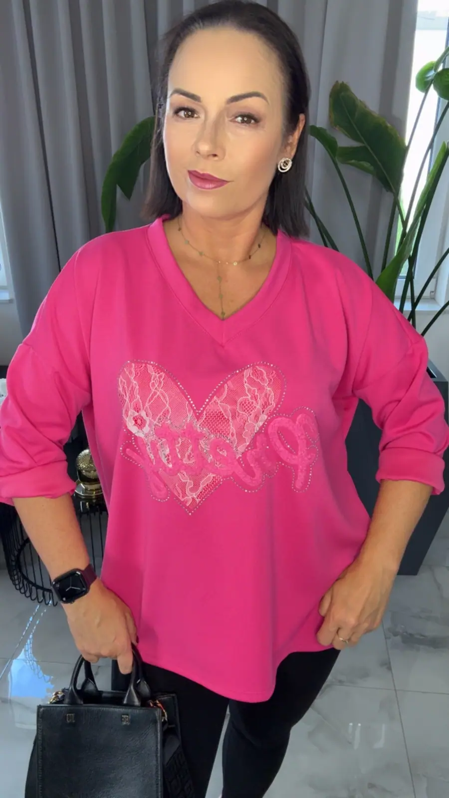 Bluza różowa wygodna tunika — miniatura 3 z 5
