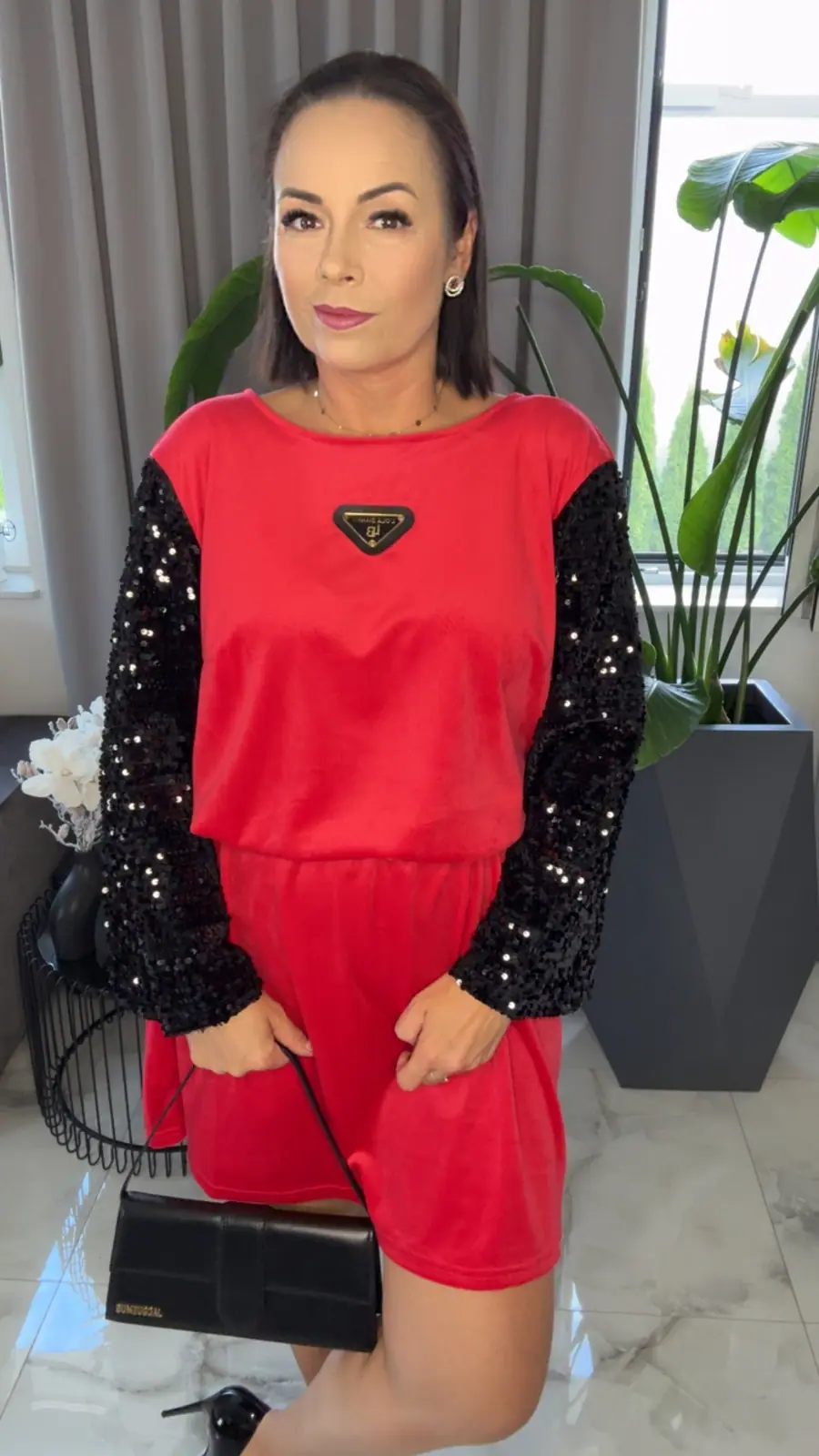 Sukienka Lola Bianka czerwona welurowa — miniatura 7 z 11
