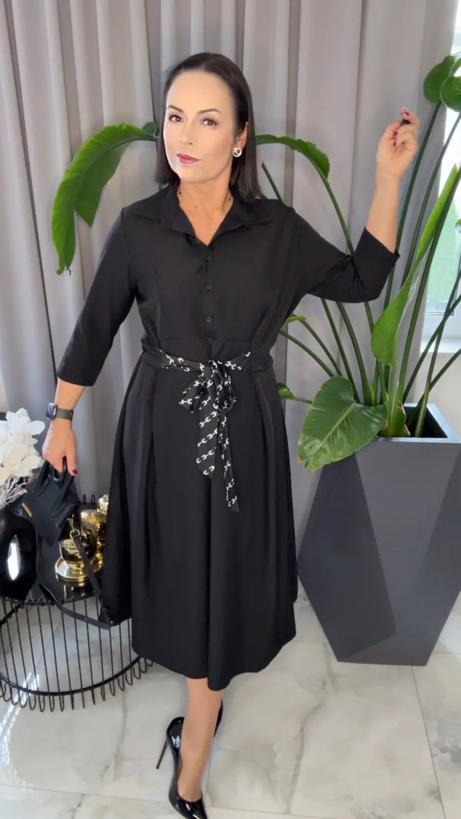 Sukienka czarna elegancka wizytowa midi